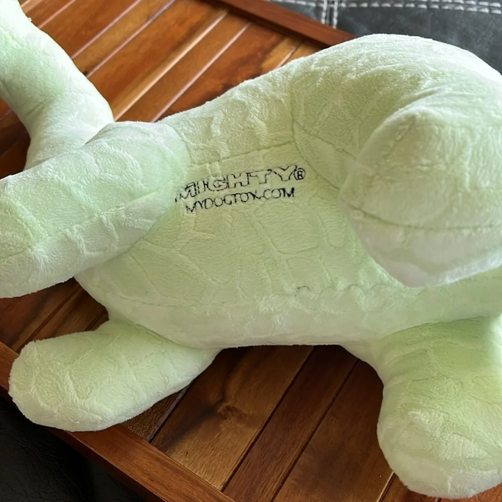 Light Green Dinosaur dog toy plush. Mighty MyDogtoy.com​